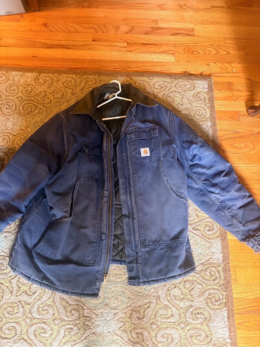 Old school Carhartt Men's Navy Denim Work Jacket